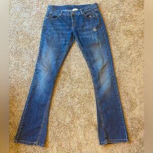 Pinko Italian Low Rise Fit and Flare Distressed Denim Jeans Size 30